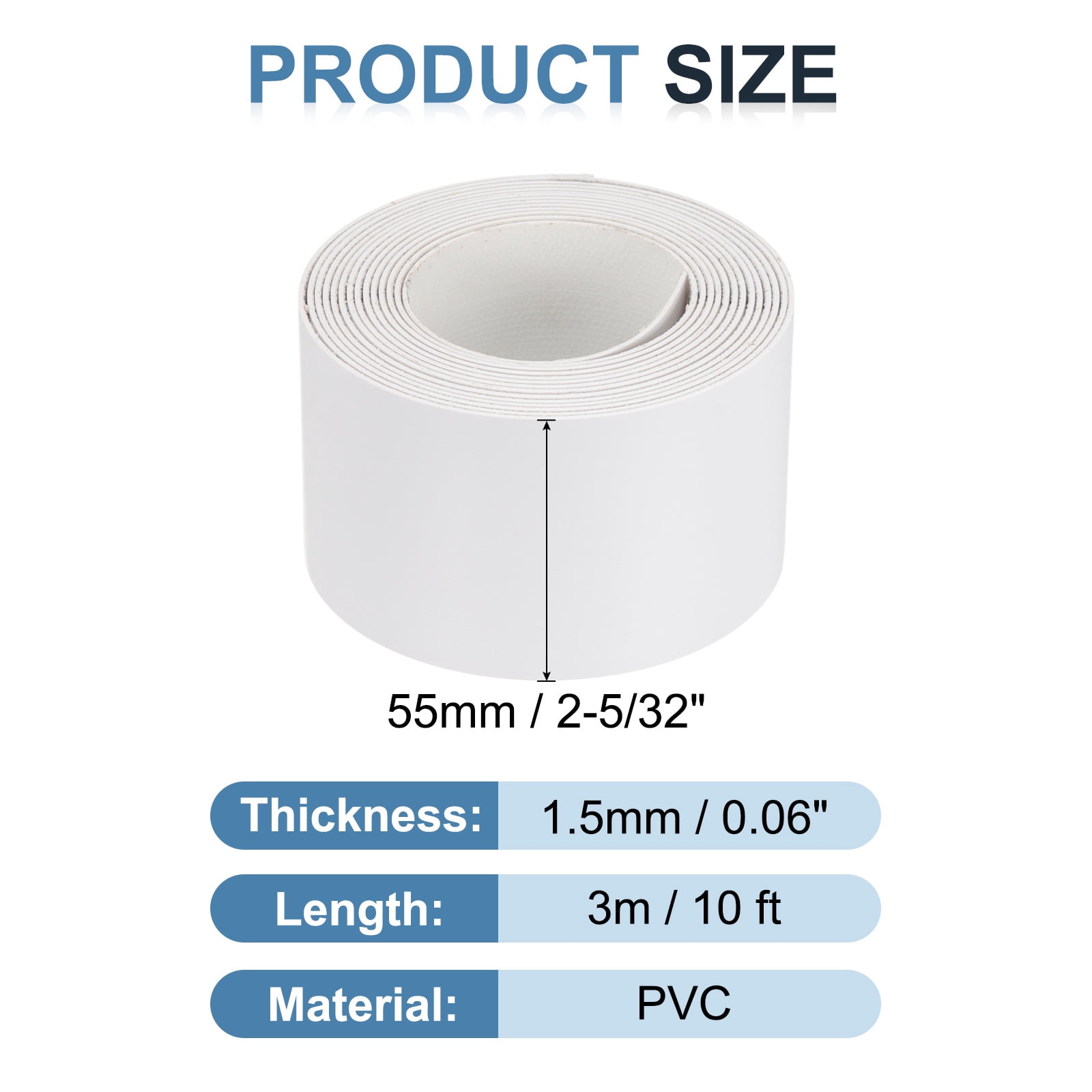 White Edge Banding 10 ft x 2-5/32 Inch Veneer Tape Pre-glued for Furniture Restoration
