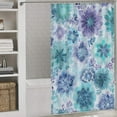 thumbnail image 3 of Watercolor Floral Seamless Pattern Teal Blue Purple Cloth Fabric Bathroom Decor Set with Hooks, 3 of 7