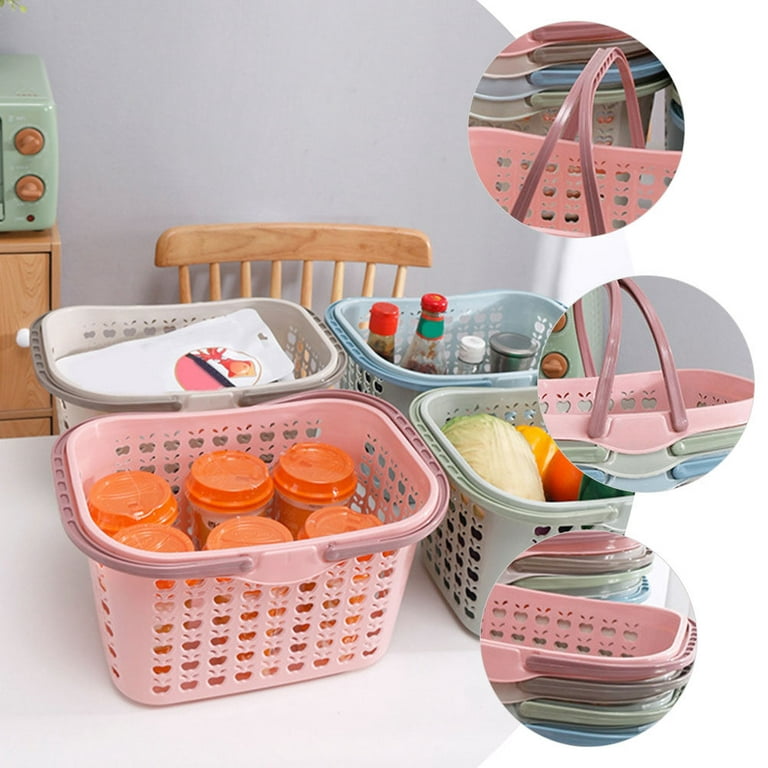 Large Portable Storage Plastic Basket Toy Snacks Sundries Fruit Lid  Shopping - Storage Baskets - Aliexpress