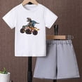thumbnail image 2 of Ymyiu Toddler Boy Summer Clothes Boys 2 Piece Outfits Short Sleeve T-shirt and Shorts Summer Casual Clothes 5T 6T (Purple,5-6 Years), 2 of 4