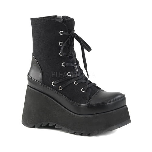 faux leather lace up platform ankle boots