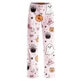 thumbnail image 4 of Womens Halloween Lounge Pants Loose Fit Sleep Pajama Bottoms Full Length Straight Leg Easy Wear Design Elastic Waist No Drawstring Comfy Home Bottoms Pink L, 4 of 6