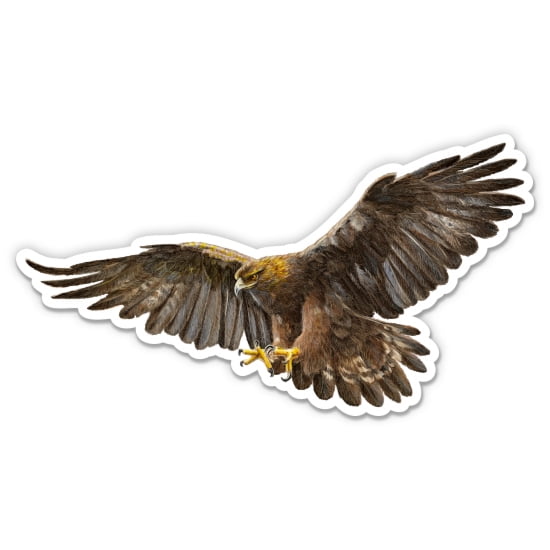 Golden Eagle - 3" Vinyl Sticker - For Car Laptop Water Bottle Phone - Waterproof Decal