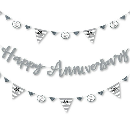 25th Anniversary Decorations We Still Do - 25th Wedding Anniversary - Anniversary Party Letter Banner Decoration - 36 Banner Cutouts and Happy Annive ()