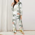 thumbnail image 3 of Wukai Vintage Palm Trees Print Women's Pajama Set - Soft Long Sleeve Sleepwear for Comfort and Style-Small, 3 of 9