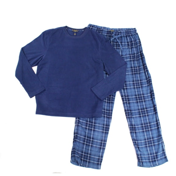 Club Room NEW Blue Mcabe Mens Size Small S Faux-Fleece Plaid Pajama Sets 327