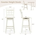 thumbnail image 3 of Gymax 2PCS 24.5 Inch Counter Height Bar Chairs Swivel Bar Stools w/ Hollow Backrest White, 3 of 8