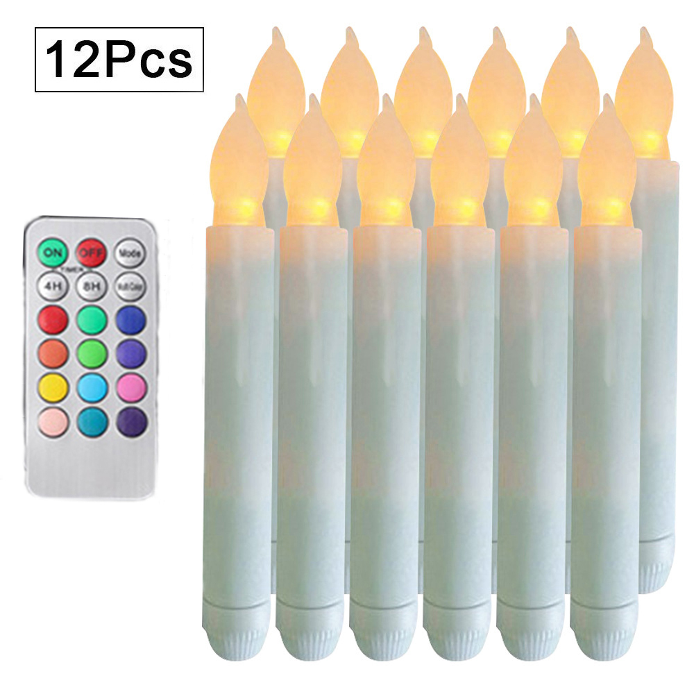 "Happyline" Colorful LED Flameless Taper Remote Candles Battery
