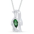 thumbnail image 2 of AFFY Pear Shape Simulated Emerald & White Cubic Zirconia Penguin Pendant Necklace In 14K White Gold Over Sterling Silver, 2 of 7