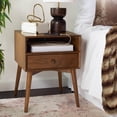 thumbnail image 3 of SAFAVIEH Scully Solid Mid-Century Nightstand W/ Usb, Oak/Gold, 3 of 17