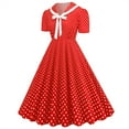 thumbnail image 2 of Summer Saving Wycnly Womens Dresses Cocktail Party Prom Empire Waist Flowy Pleated Swing Vintage 1950S Dresses with Bow-Knotted Summer Polka Dot Print V-Neck Short Sleeve Formal Midi Dress Red XXL, 2 of 7