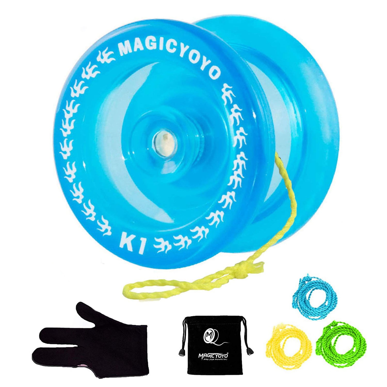 MAGICYOYO Crystal Blue K1 Responsive Yoyo Ball, 3 Strings+Glove+Yoyo