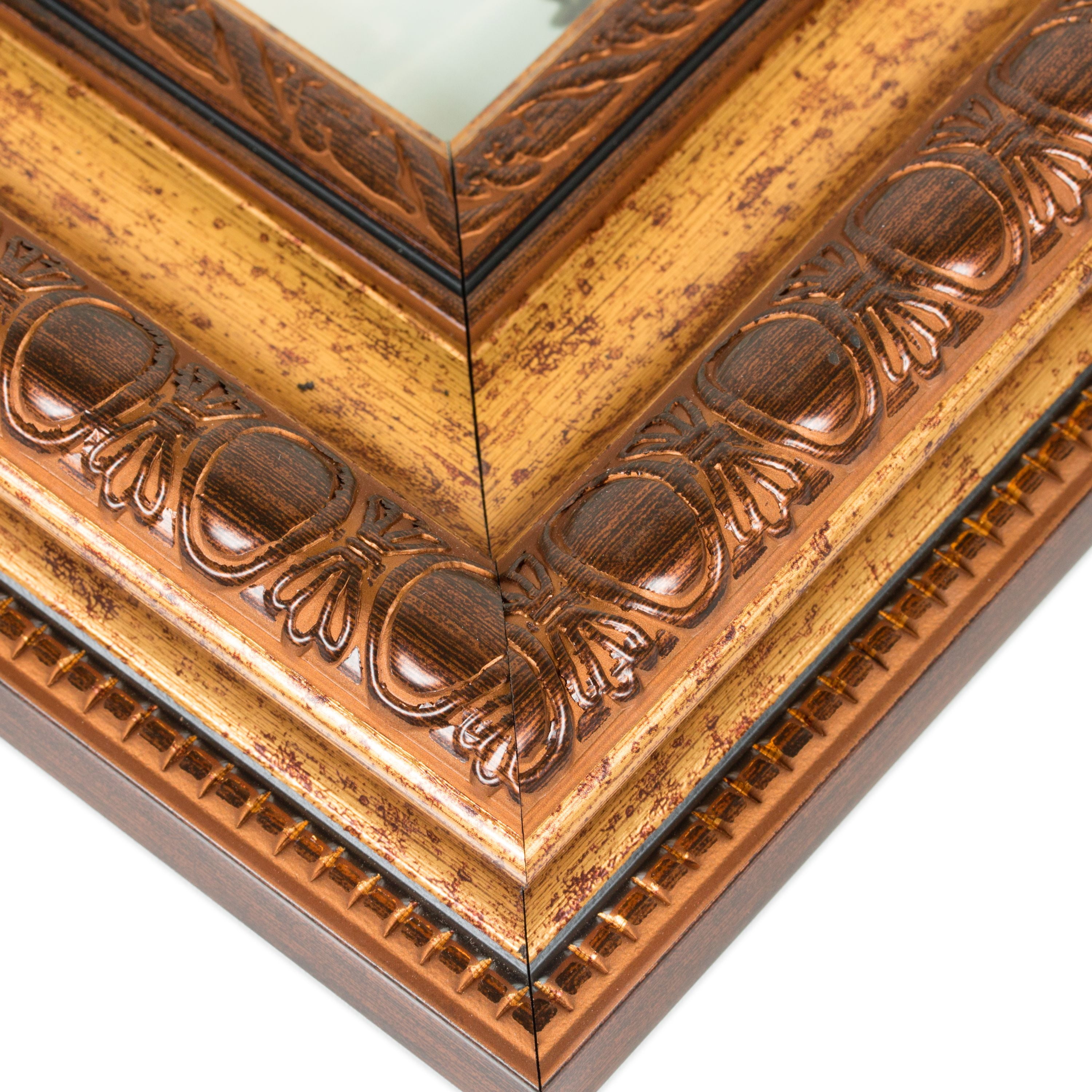 Craig Frames Arqadia Gothic, 18x24 inch Aged Gold Picture Frame Matted for a 12x18 Photo