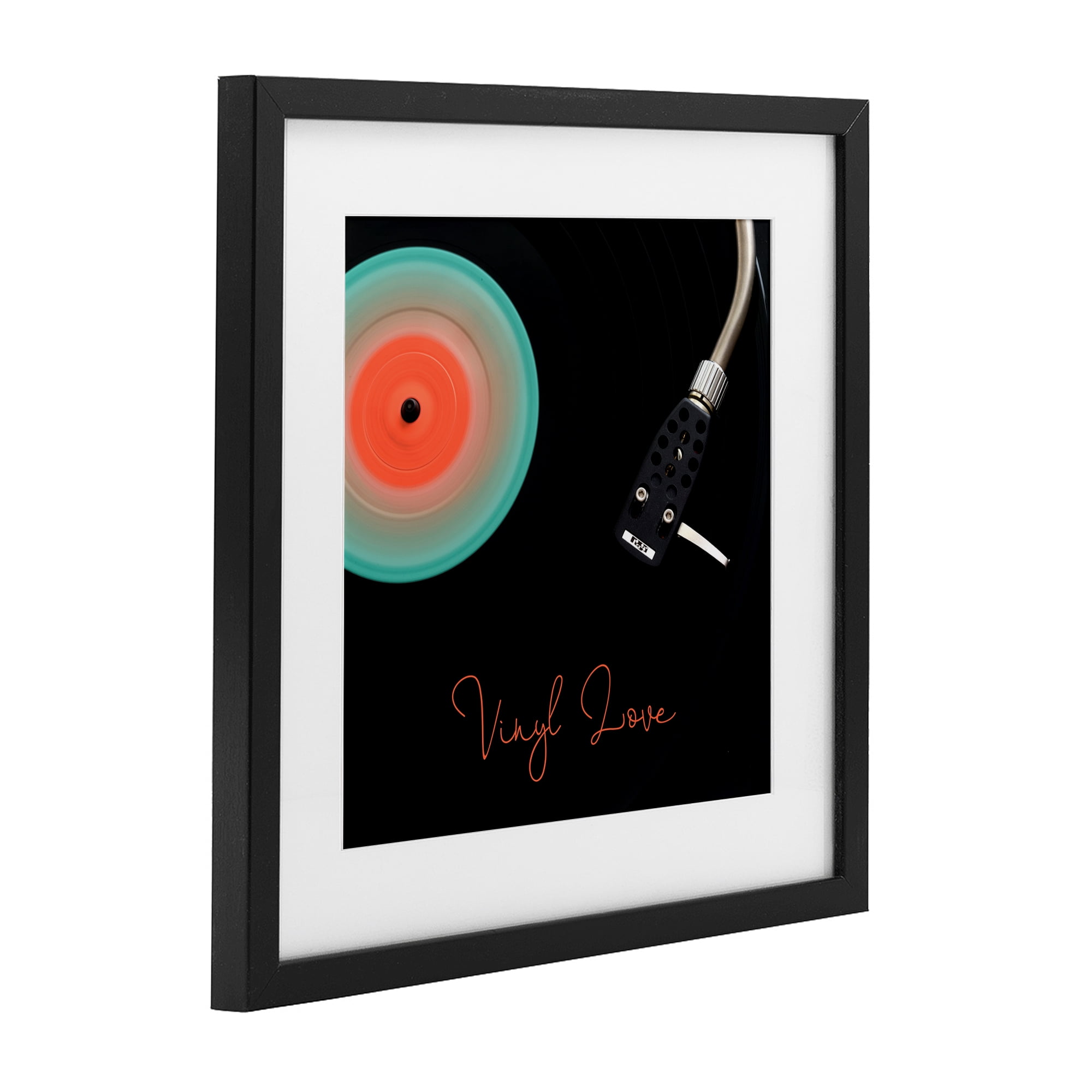 Stupell Industries Spinning Record Vinyl Love Black Framed Print Under Glass, design by Tom Quartermaine