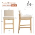 thumbnail image 3 of Zesthouse 25.8" Modern Bar Stools Set of 2, Wooden Counter Height Barstools with Back, Upholstered Linen Counter Stools with Natural Solid Wood Legs for Kitchen Island, Beige, 3 of 11