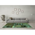thumbnail image 3 of Ahgly Company Indoor Square Patchwork Turquoise Blue Transitional Area Rugs, 5' Square, 3 of 4