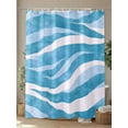 thumbnail image 4 of Shower Curtains Blue White Wave Abstract Art Bath Curtain Modern Lines Texture Waterproof Bathroom Shower Curtain Set with Hooks Decoration 72 x 72 Inches, 4 of 7