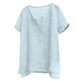 thumbnail image 2 of Hvyesh Linen Shirts for Men Big and Tall Summer Beach Tees Loose Vneck Short Sleeve Shirt Solid Oversize Shirt, 2 of 6