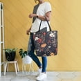 thumbnail image 4 of FORMRS Womens Canvas Tote Bag with Zipper Inner Pocket Shoulder Handbag, Black Floral Pattern, 4 of 7