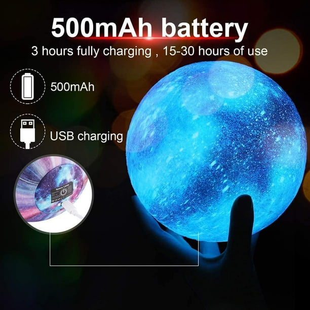 Lampara luna, 15cm 3D Upgraded 16 colori di regolazione Luna lampara, supporto in legno, telecomando e carica USB, Decoracion Habitacion, Regalos para niña, Chicos Chicas Regalos de cumpleaños