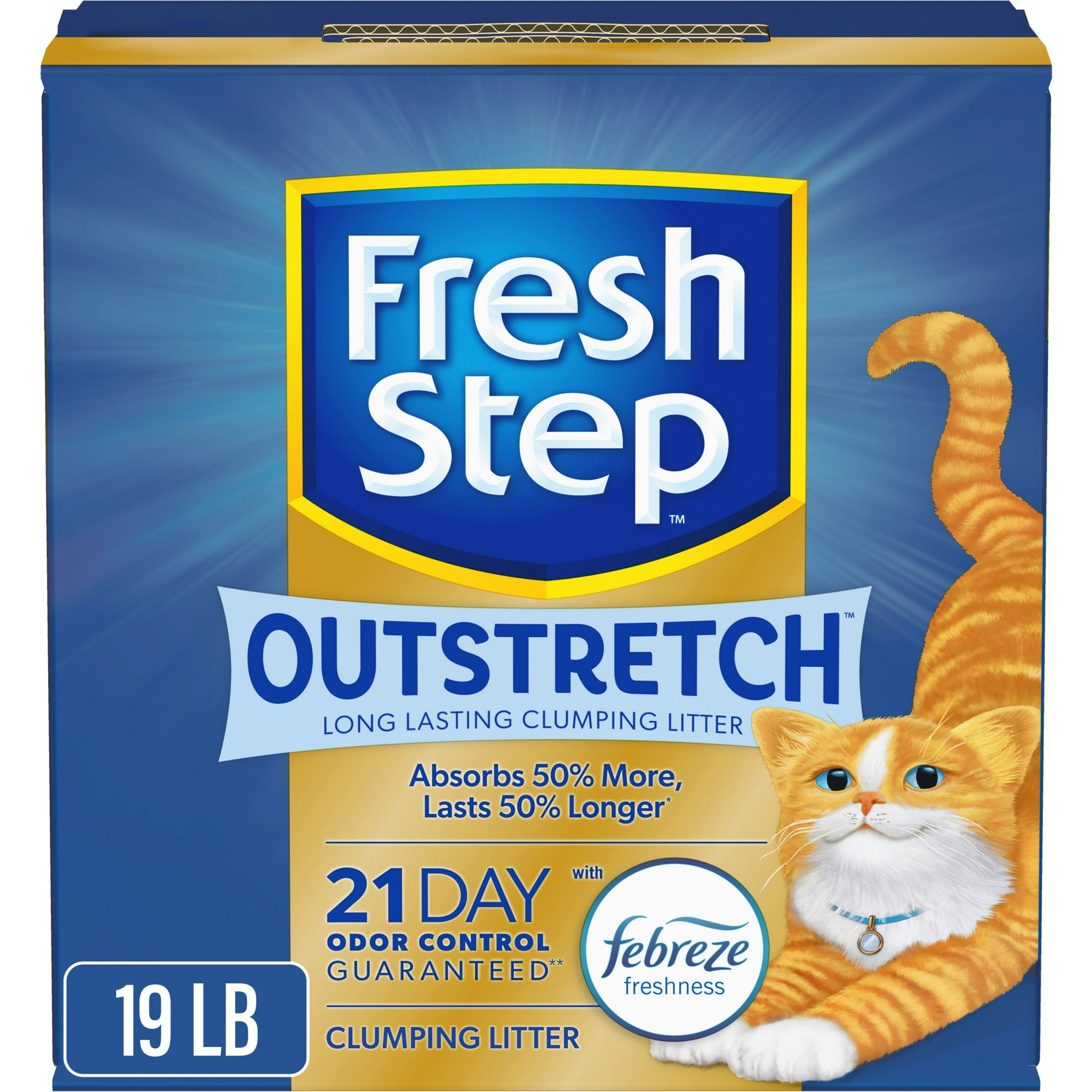 Fresh Step Outstretch Long Lasting Concentrated Clumping Cat Litter with Febreze Freshness, 19 lbs