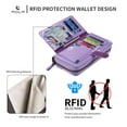 thumbnail image 2 of Multifunctional Wallet Case For iPhone 16 Pro with RFID Blocking Card Slots,Detachable Purse Soft PU Leather Magnetic Snap Hand Strap Zipper Pocket Cute Flower Phone Case with Carabiners,Purple, 2 of 15