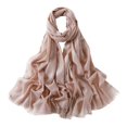 thumbnail image 5 of Eoperou Women Scarf Retro Shiny Tassel Solid Color Headscarf Wide Long Decorative Windproof Glossy Washable Lady Shawl Clothes Accessory, 5 of 8