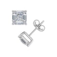 thumbnail image 4 of 3/4 Carat Round, Princess & Baguette Shape Diamond Stud Earrings in 14K White Gold, 4 of 5