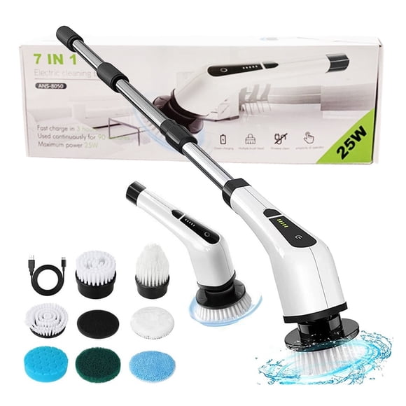 7 In 1 Multifunctional Electric Cleaning Brush USB Rechargeable Household Kitchen Bathroom Cleaner Electric Turbo Scrub Brush ,Easy to Use