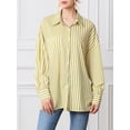 thumbnail image 4 of Yunliwuli Women Striped Shirt, Long Sleeve Shirt Button-down Loose Elegant Blouse Fall Tops, 4 of 9