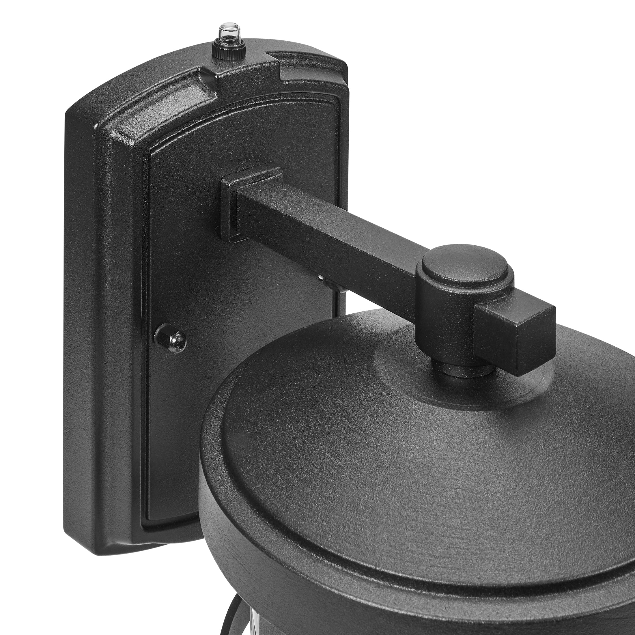 Maxxima LED Outdoor Wall Light, Black Finish, Clear Hammered Glass, Dusk to Dawn Sensor, 750 Lumens, 3000K Warm White