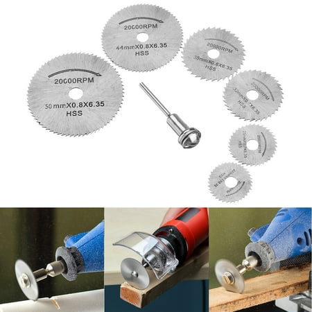 Saw Blades, EEEKit 6-Pack High Speed Steel Mini Circular Saw Blade Set Rotary Tool with Mandrel for Dremel Power Cutting Discs (Best Circular Saw Blade For Cutting Plastic)