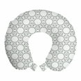 thumbnail image 1 of Abstract Travel Pillow Neck Rest, Demonstration of Outline Drawings of Flower Like Petals and Lines Hand Drawn, Memory Foam Traveling Accessory Airplane and Car, 12", Dimgray White, by Ambesonne, 1 of 2
