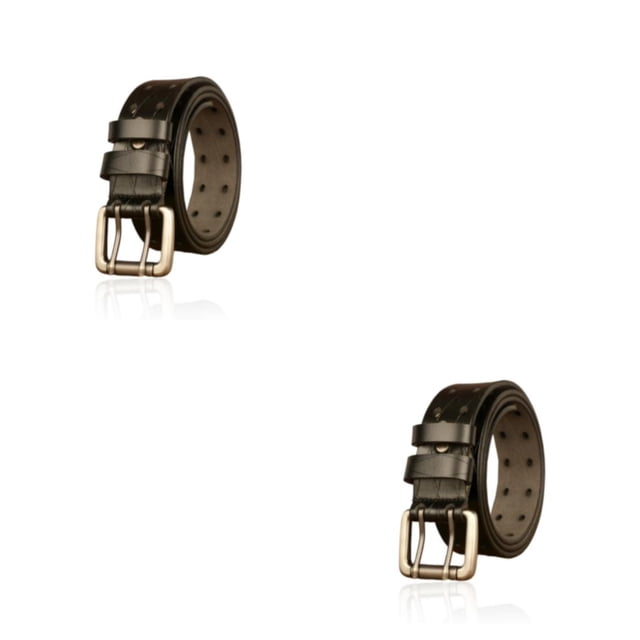 Cinturón de cuero Yuarrent para hombre hebilla doble Negro 110cm 150cm 2piezas