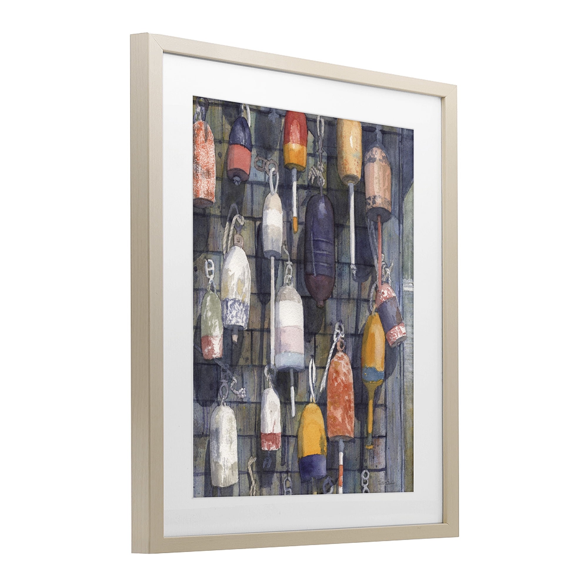 Stupell Industries Watercolor Hanging Buoys Birch Framed Print Under Glass, design by Patti Bishop