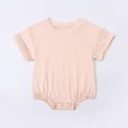 thumbnail image 2 of Baby Girl Rompers Baby Summer Solid Short Sleeve Bodysuits Casual Soft Breathable Romper Playwear Toddler Romper Pink 3 Months-6 Months, 2 of 7