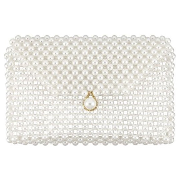 Bemz Horizontal Pearl Beads Clutch Phone Handbag Case for Samsung Galaxy Z Flip - White