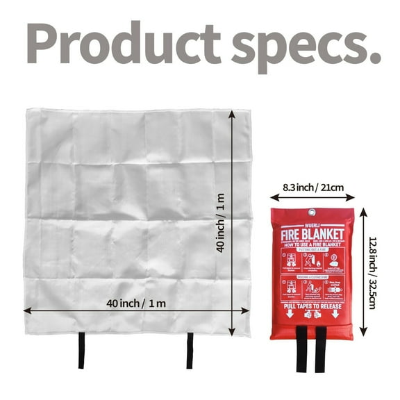 1 Pack Fire Blanket, Fire Blanket for Home and Kitchen, 40" x 40" Prepared Emergency Fire Blanket, Fire Blankets Emergency for Home, Emergency Fire Blanket, Kitchen Fire Blanket