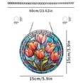 thumbnail image 3 of Mountain Wilderness Stained Glass Jigsaw Puzzle Suncatcher, Round Acrylic Window Hanging Decor, Unique Shape 126 Pieces Flower Butterfly Nature Puzzle with Chain, 3 of 9