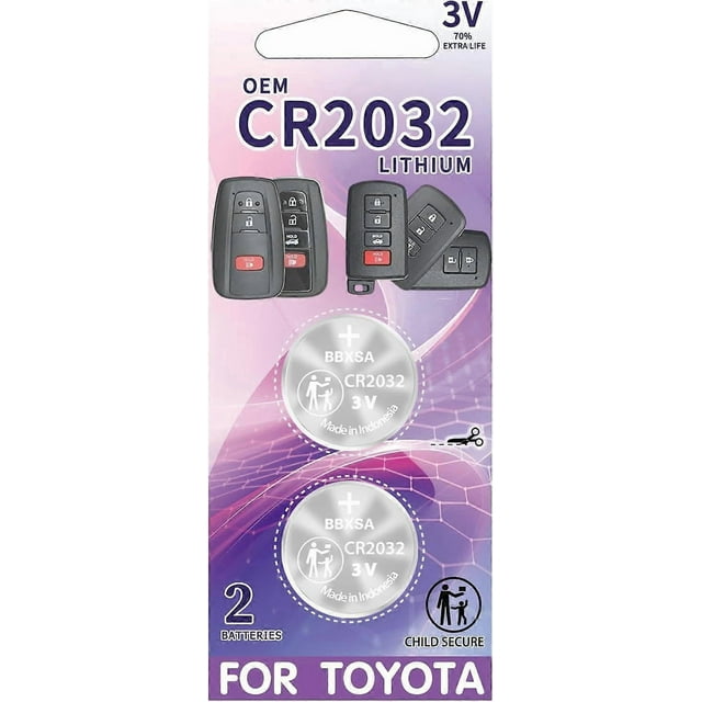 Key Fob Batteries for Toyota CR2032 (2-Pack) Replacement for RAV4 Camry Corolla Highlander Prius Sienna Tacoma Tundra