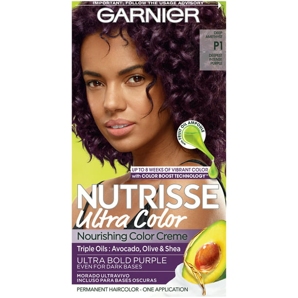 Garnier Nutrisse Ultra Color Nourishing Bold Permanent Hair Creme, P1  Deepest Intense Purple, 1 Kit 