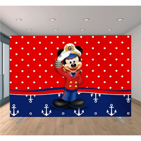 Image of Nautical mickey mouse sailor party backdrop 7x5 theme decoration boat party baby shower birthday decoration photo backdrop