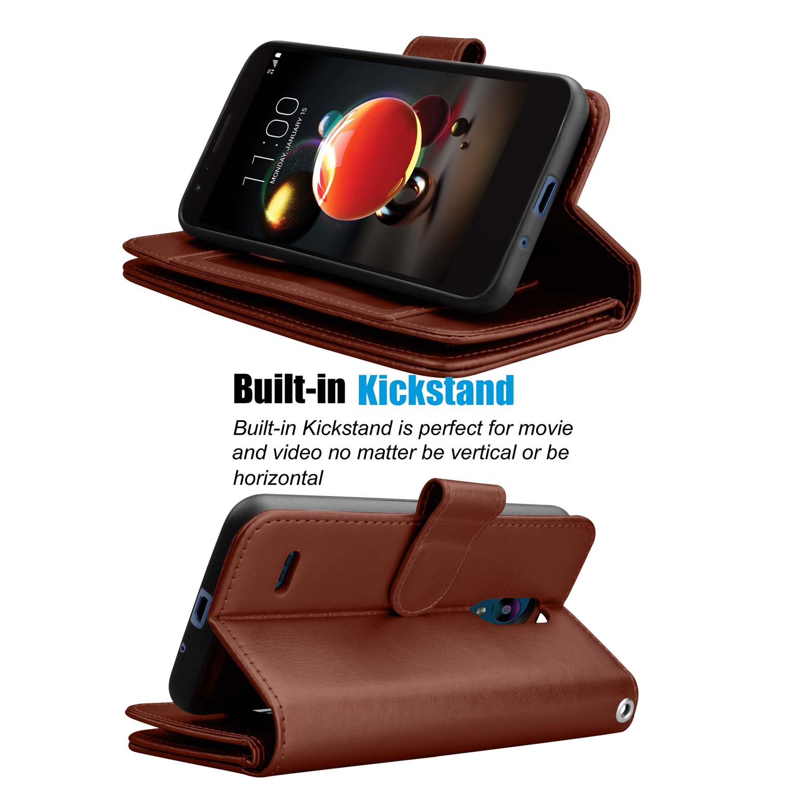 LG Rebel 3 4 LTE Case, Wallet Case LG Tribute Dynasty 5.0", LG LV3 K8 2018 PU Leather Case, Njjex PU Leather Magnet Stand Wallet Credit Card Holder Flip Case 9 Card Slots Case Cover -Mint - image 3 of 5