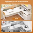 thumbnail image 4 of Modern L Shaped Computer Desk with 2 Drawers, Open Storage Shelves and Glass Cabinet, Corner Office Desk with LED Lights for Home Office, Living Room, Bedroom, 4 of 7