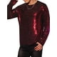 thumbnail image 4 of INSPIRE CHIC Camisetas para hombres con cuello redondo de manga larga y ajuste regular, con lentejuelas brillantes, color rojo M, 4 of 6