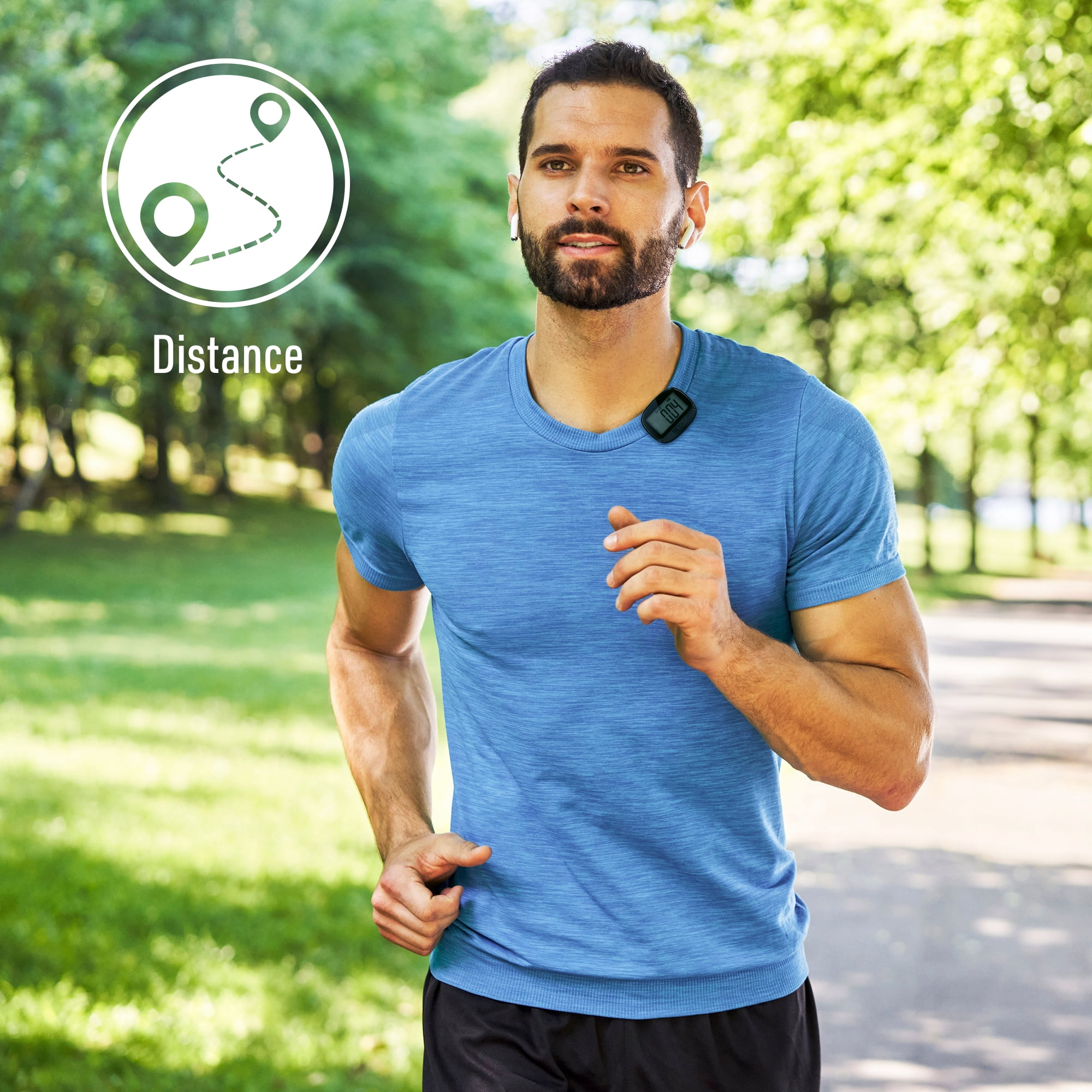 Xtreme Fit Clip-on Pedometer with Distance, Calories, and Time Tracking - Includes Battery - Black