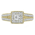 thumbnail image 2 of 0.80 Carat (ctw) 10K Yellow Gold Princess & Round Cut Diamond Ladies Split Shank Bridal Halo Engagement Ring 3/4 CT, 2 of 6