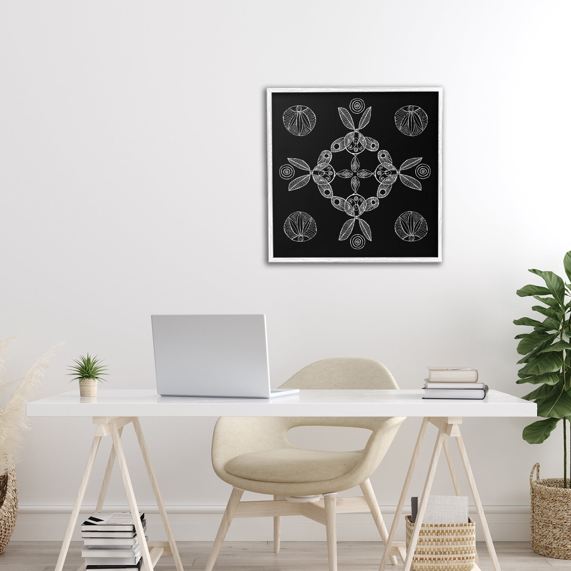 Stupell Industries Circular Symmetry Elementals White Framed Giclee Art, design by El Perkin