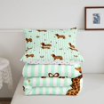 thumbnail image 5 of Homewish Dachshund Bow Twin Comforter Sets,Cute Animal Bedding Set,Green White Stripes Decor,Polkadot Reversible,2 Pieces,1 Comforter and 1 Pillowcase, 5 of 7