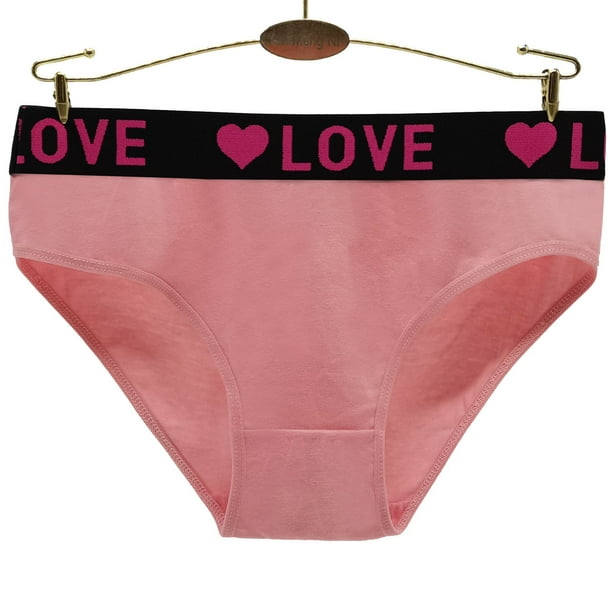 6-Pack Women's Cotton Ladies Bikini Briefs Panties Love Underwear 